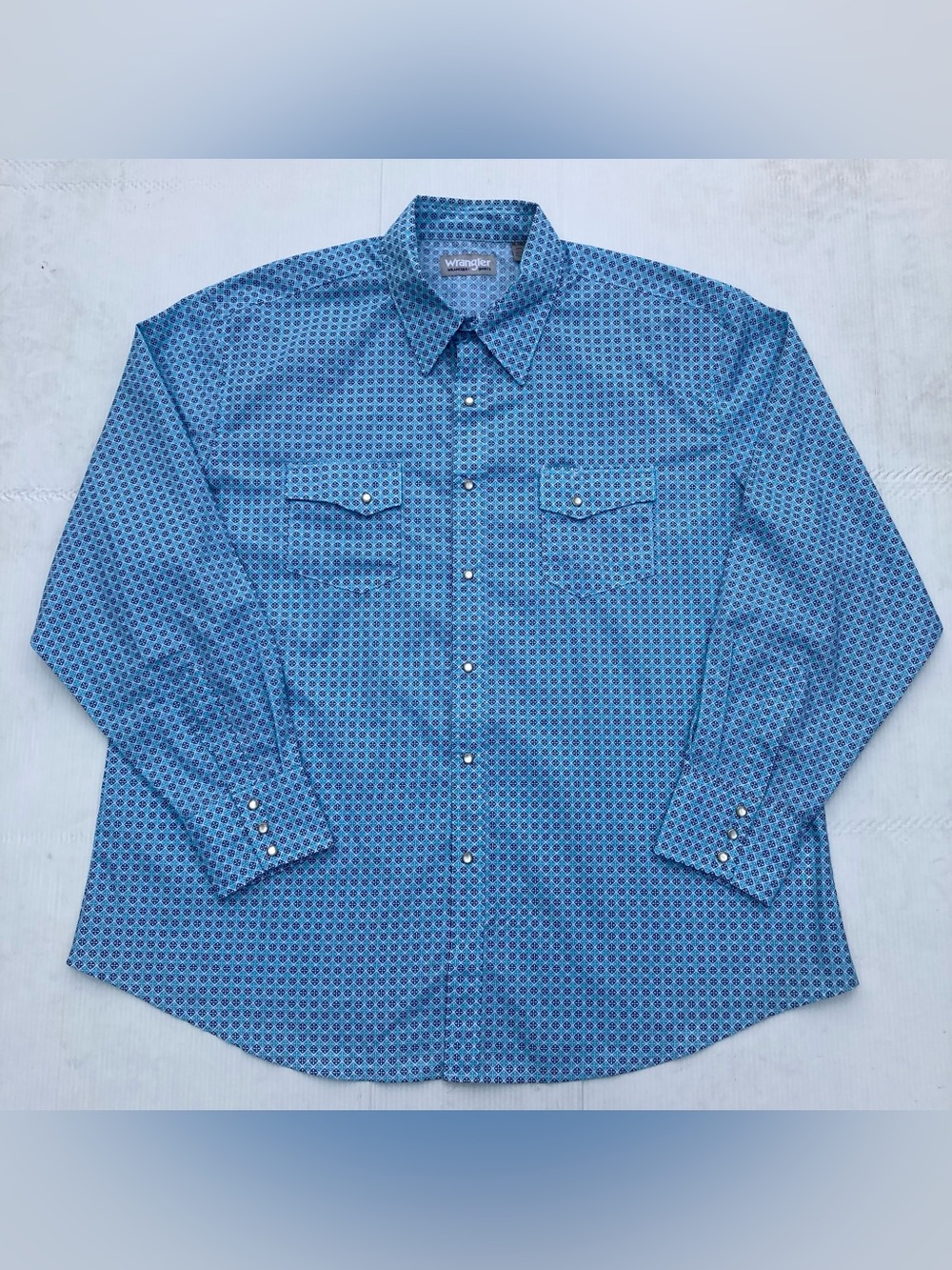 Wrangler Wrancher Pearl Snap Button Shirt Men's XXL 2XL Geometric Western Cowboy